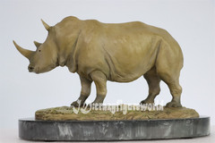 MEMORY MUSEUM 1/15 Africa White Rhinoceros Statue GK Painted Animal Model Decor