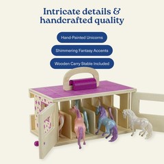 Unicorn Magic Wood Carry Stable with 6 Unicorns 59218, Multicolor