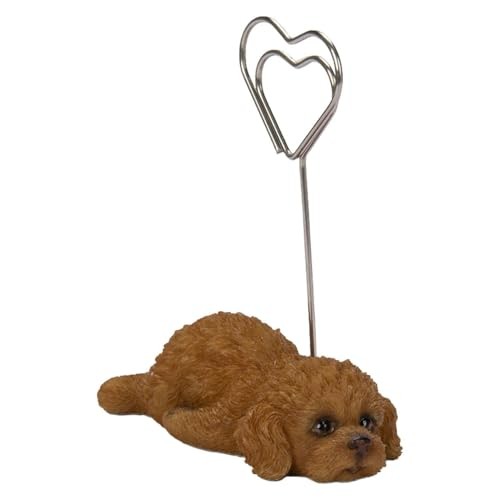 Ubia Prone Toy Poodle Red Memo Holder 7 x 4 x 8 cm Doll Figurine Animal Ornament