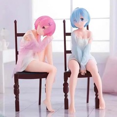 Re:Zero Rem Ram Sitting on Chair Figure Cute PVC Action Figure Collectible