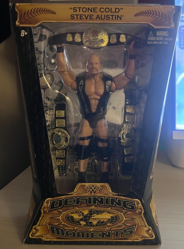 WWE Defining Moments Stone Cold Steve Austin Action Figure Smoking Skull Belt