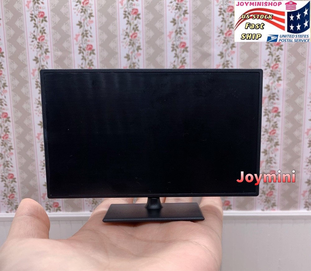 Dollhouse Miniature 1/6 TV Two Way Use Modern Wall Mounted TV Monitor Model Room