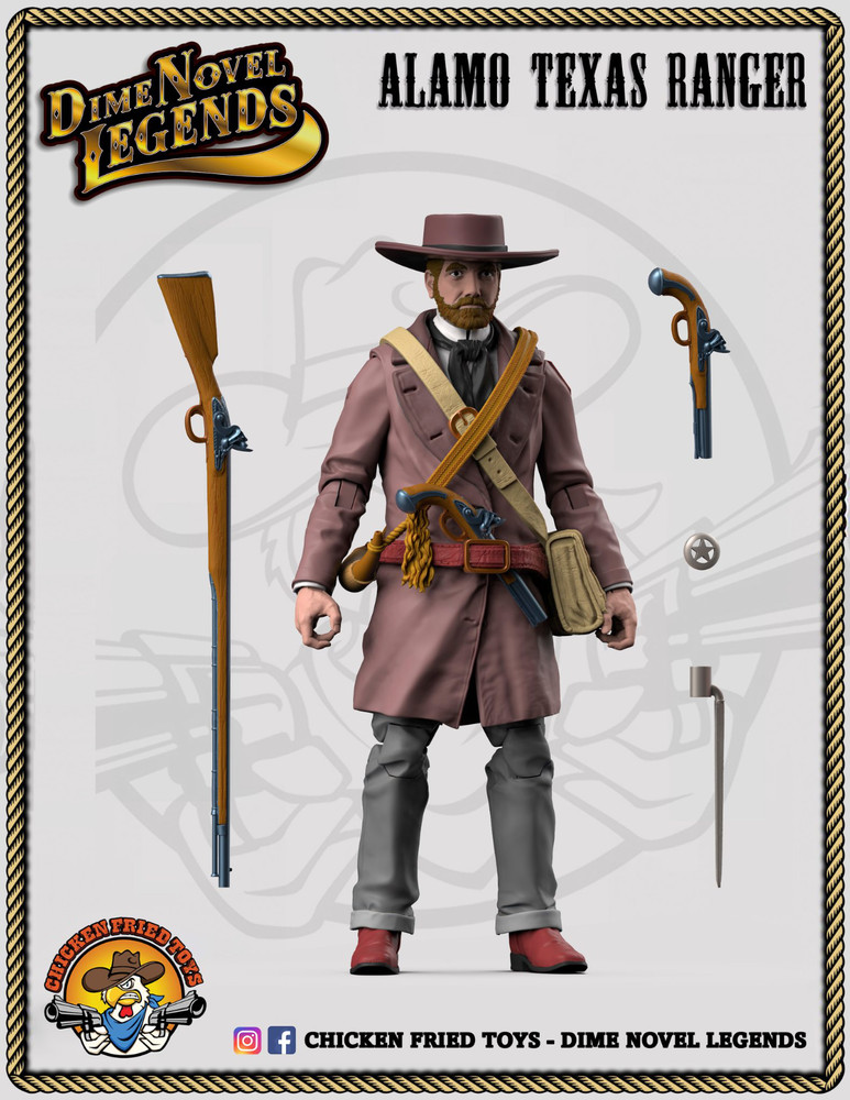 Dime Novel Legends 1:18 scale (4″) old west action figure Alamo Texas Ranger