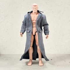 PB-LTC-DGR: 1/12 Dark Grey Wired Trench Coat for 6″ muscular action figure