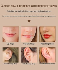 Men Women 316L Surgical Steel Hinged Nose Rings Hoop for Nostril Septum