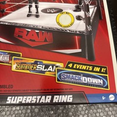 WWE Superstar Ring 14″ Spring-Loaded Mat Pro-Tension Ropes 4 Events in 1 Playset