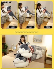 50-120cm Giant Husky Dog Plush Toy Long Pillow Sleeping Cushion Kids Gift