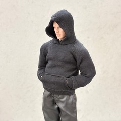 MO-HDST-BK: 1/12 Black slim fit hoodie for 6″ SHF Figma Damtoys slim body