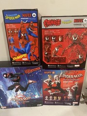 MAFEX Spider-Man Action Figure Lot Spider-Man, Ghost Spider, Carnage, Miles