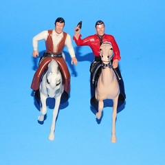 1961 HARTLAND WYATT EARP & CLINT WALKER WESTERN FIGURES WITH HORSES