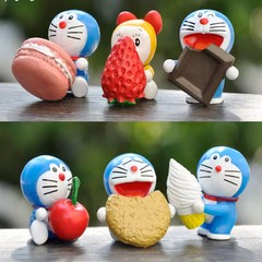 6Pcs/Set Anime Doraemon Expressions Figures Kawaii Car Decorations Home Decor