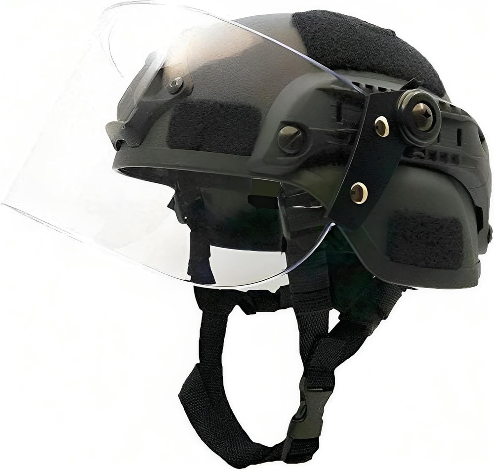 LEJUNJIE Tactical MICH 2000 Fast Helmet with Clear Riot Visor One Size, BK