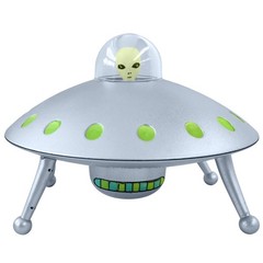 Alien Glow-in-The-Dark UFO Space Ship and Bendable Action Figure Toy