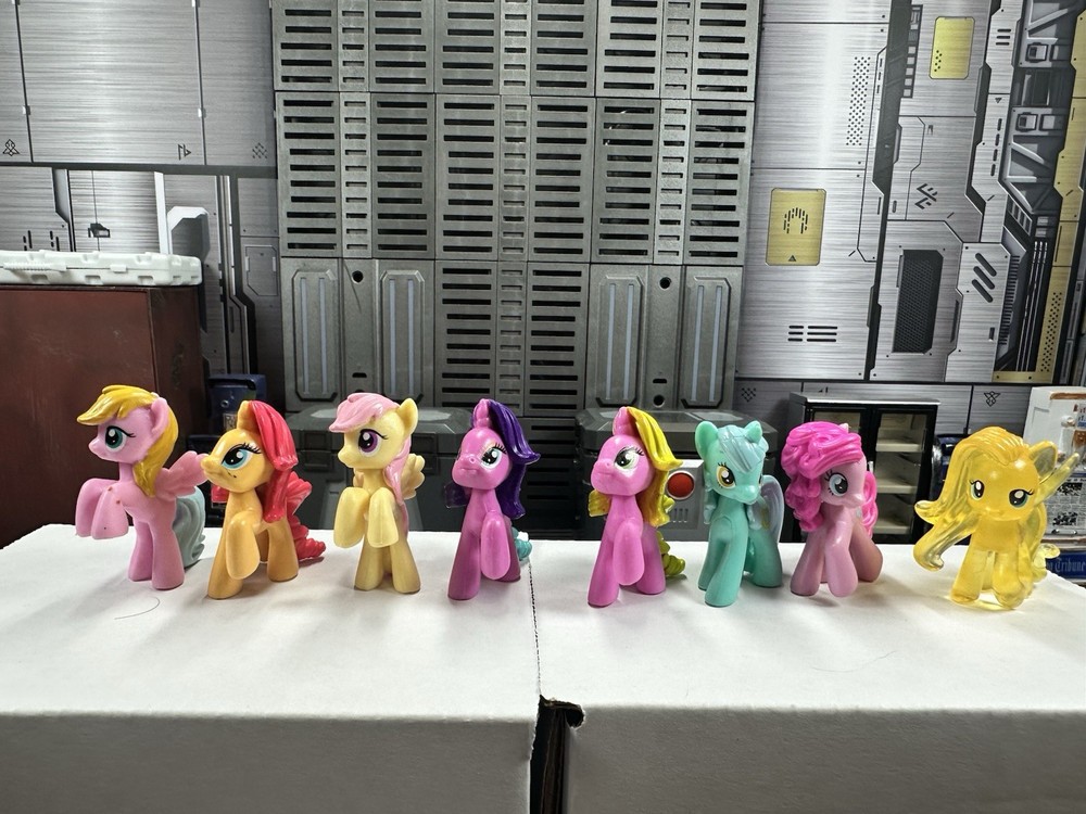 My Little Pony MLP G4 Mini Pony Shimmer Fluttershy Yellow Lot Of 8 Mini Figures