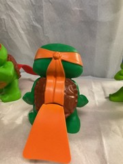 4 LOT Teenage Mutant Ninja Turtles Tootin’ Toys Mutant Mayhem Complete Set