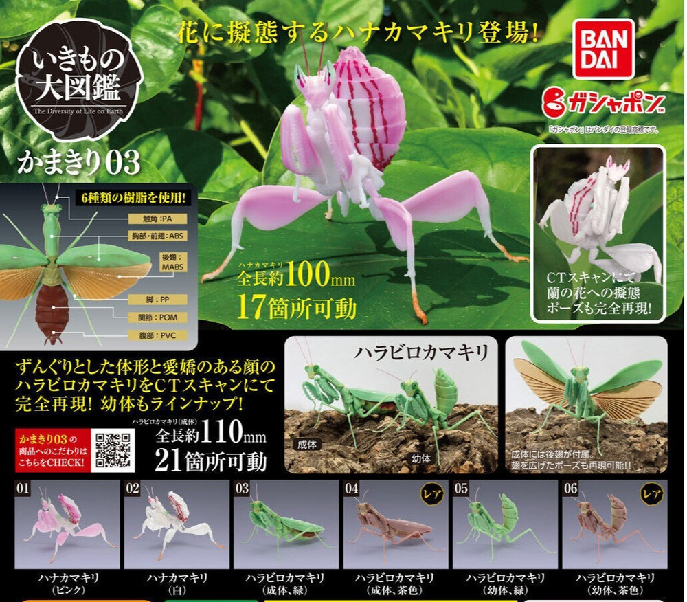 The Diversity of Life on Earth Mantis 03 Set of 6 Complete Bandai Capsule Toy