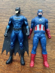 2 Hasbro Mattel Action Figures Superhero 6” Marvel DC Comics Batman & Captain Am
