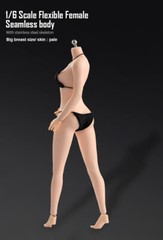 US 1/6 Female Mid Bust Pale Skin Flexible Seamless Body 12in Action Figure Doll