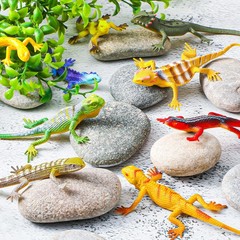 Sumind 18 Piece Plastic Lizard Toys Colorful Plastic Fake Model Artificial Repti
