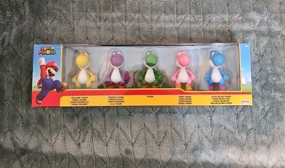 Super Mario Yoshi Multi Pack Yellow Purple Green Pink Blue Jakks Pacific 2.5″