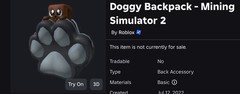 R0BLOX Toy Code – Doggy Backpack | With Special Effect (Fast Delivery)