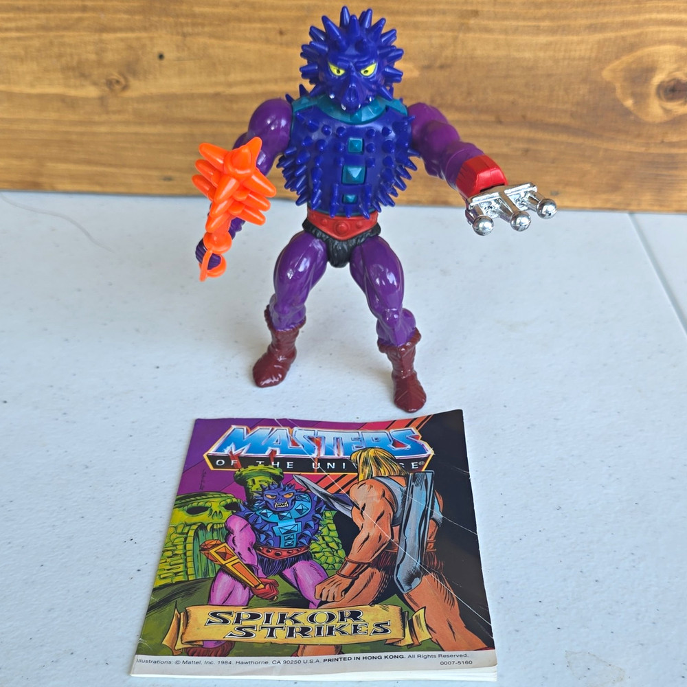 Vintage MOTU Spikor Complete 1984 Mattel He-Man Figure Mace & Mini Comic Lot