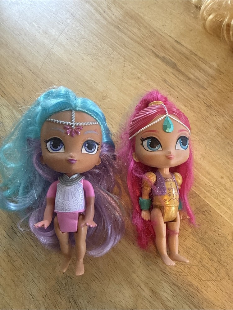 Shimmer And Shine Dolls 6″ Pink & Blue Mattel Dated 2015 Lot of 2