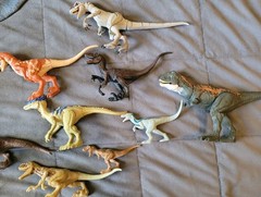 Big Jurassic World Toy Dino Lot Indominus T- Rex Mosasaurus Raptors Triceratops
