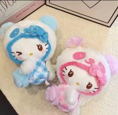 Sanrio Hello Kitty Pink Blue Gingham Plaid Winking Angel Plush Dolls y2k Kawaii
