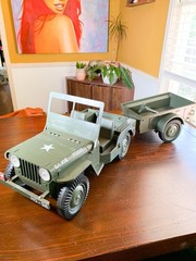 Vintage 1965 Hasbro GI JOE Official Military Jeep & Trailer 7000 Patent Pending