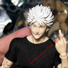 Painted 1/12 Custom Jujutsu Kaisen Gojo Satoru Head Carving For 6″Romankey Figur