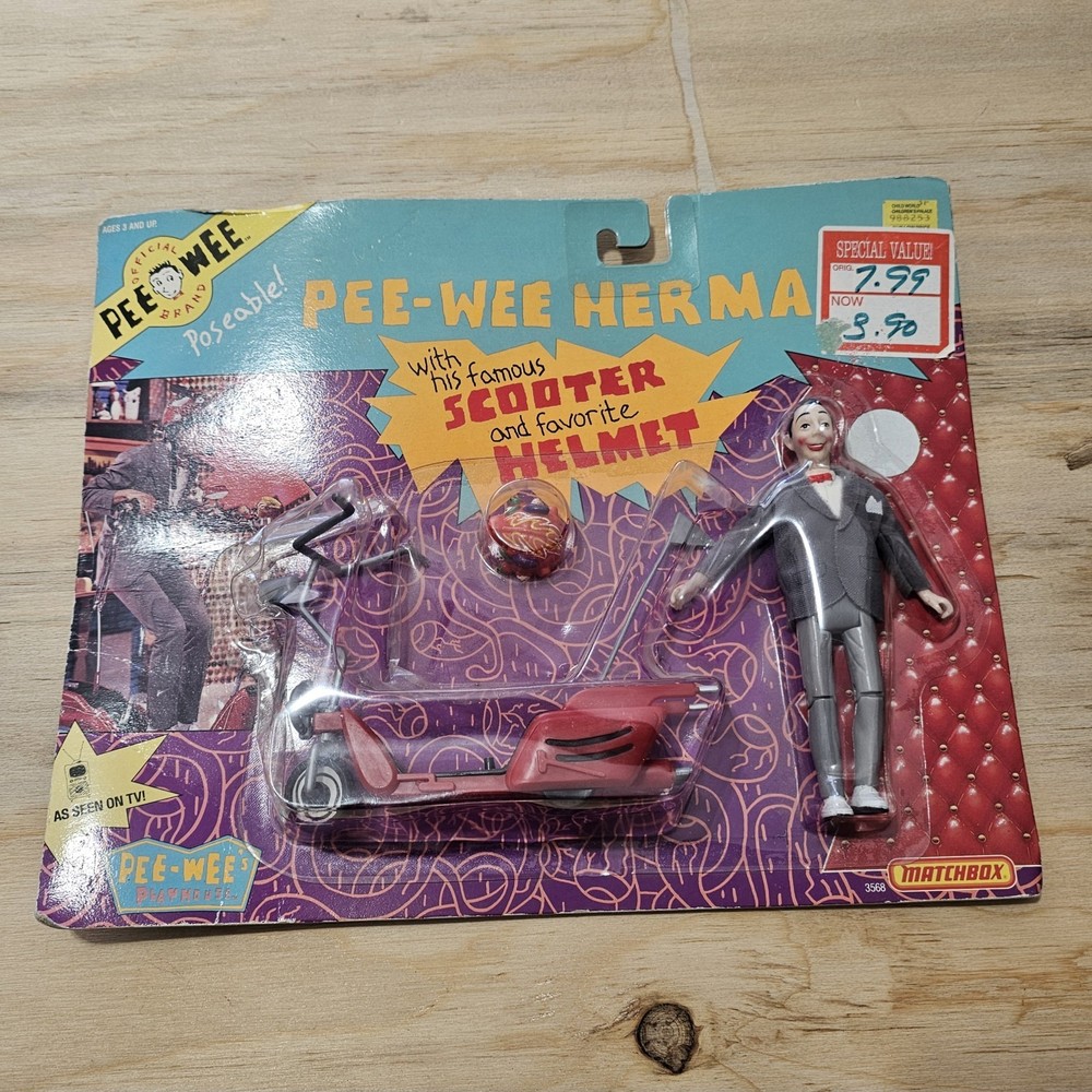 NWT PEE-WEE HERMAN w Scooter And Helmet Vtg 1988 Collectible Toy Poseable