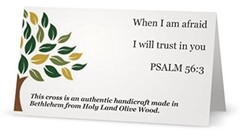 Olive wood Holding Cross comes with Velvet bag & Certificate