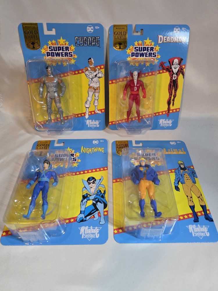 DC Super Powers McFarlane Set 4 Gold Label Cyborg, Deadman & Animal Wave 11 New