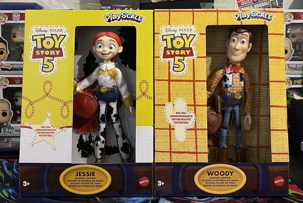Toy Story 5 Woody & Jessie 7″ Ragdoll Edition Reel Feel Dolls Figures Movie 2026