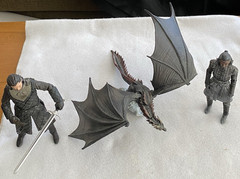 Game of Thrones Figures Drogon, Jon Snow & Arya Stark (no boxes) XLNT Condition