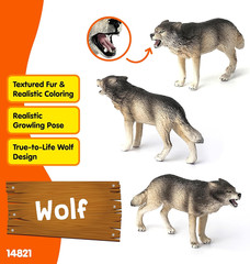 Wild Life Realistic Prowling Gray Wolf Figurine – Durable North American Forest