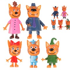 Kid-e-Cats Action Figures 5pcs Set 6-8cm Cartoon Anime Cat Cake Toppers Kids Toy