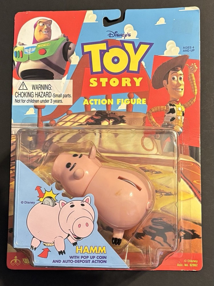 1995 Disney Toy Story HAMM w Pop Up Coin Action Firgure THINKWAY TOYS New SEALED