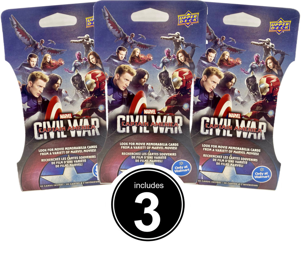 Marvel’s Captain America Civil War 2016 Trading Cards includes 3 Booster Packs