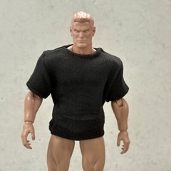 SU-RG-SL-BK-L: 1/12 Black T-Shirt for 6″ muscular action figure body
