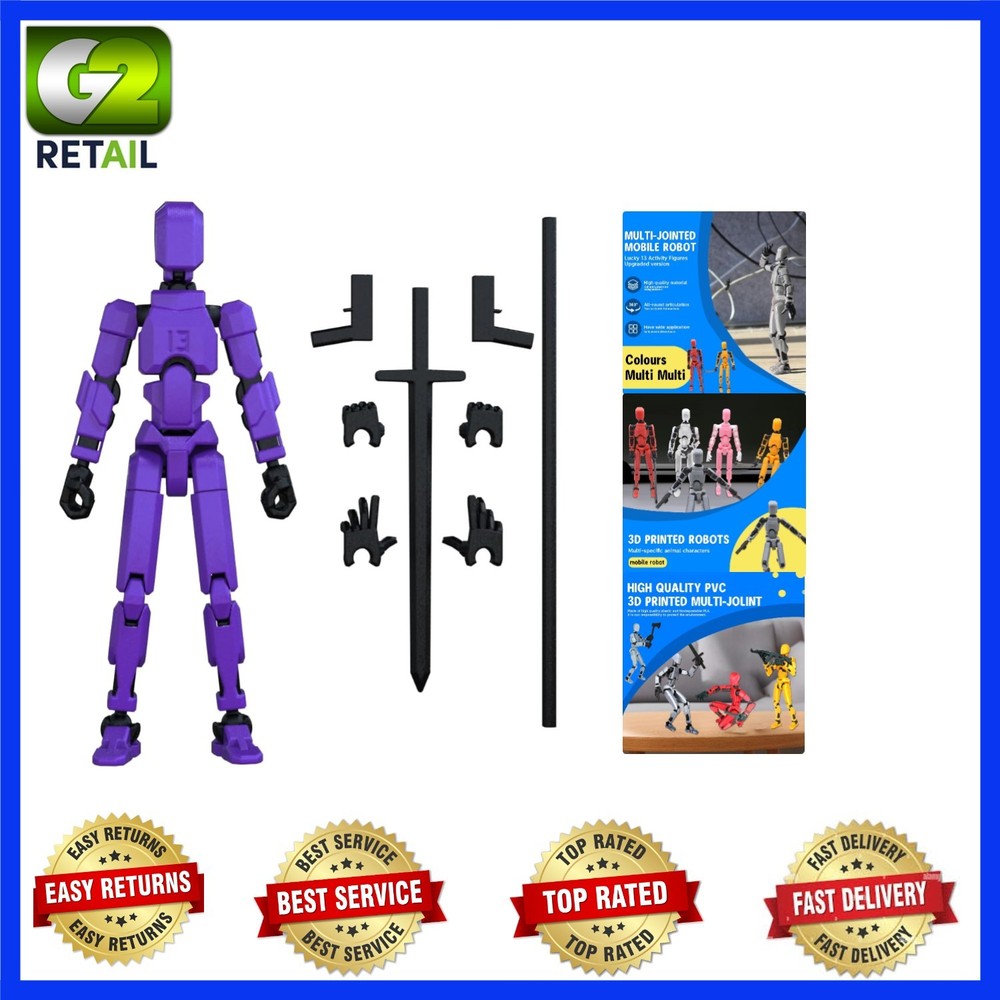 Soozafone’s Titan 13: 6-Inch Customizable 3D Printed Action Figure in Purple