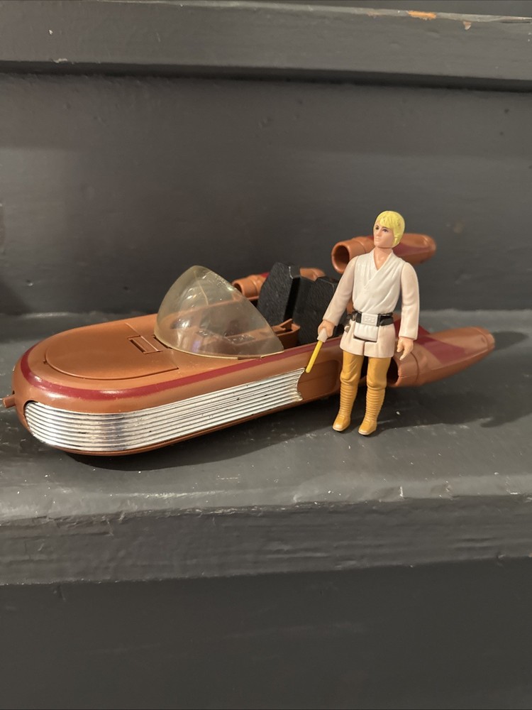 Original Luke Skywalker and Land Speeder Star Wars Kenner Figure and Vehicle Lot