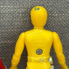 Vtg 1980 Popy Denshi Sentai Denziman Vinyl Plastic Figures Red, Yellow, Green