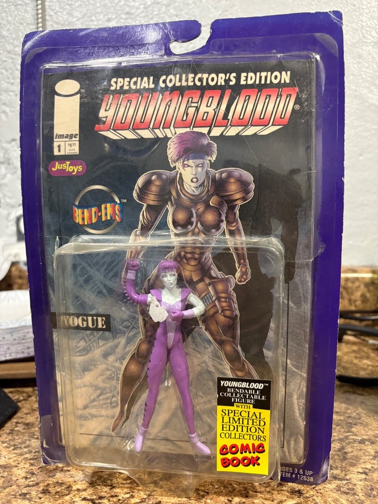 Youngblood Vogue Just Toys Bend-Ems Action Figure w/ Comic Book NEW