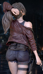 Custom 3D Printed Claire Redfield Figure Resident Evil (25cm) Hand-PaintedStatue