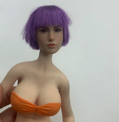 Super Duck 1/6 Female Head Sculpt Purple Hair Seamless 12″ Doll Body Figure