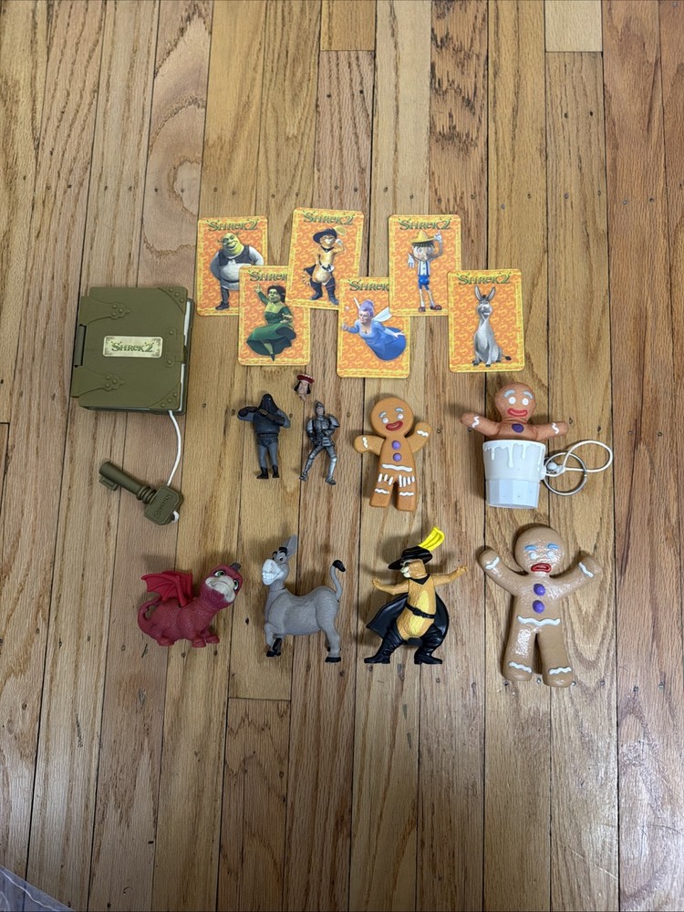 Vtg DreamWorks Shrek Figure Lot Donkey Thelonious Gingerbread Guard Dragon Puss