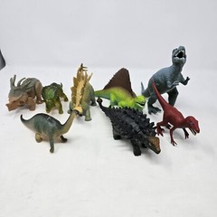 8 Vintage Dinosaur Mixed Figure Lot Multiple Sizes Species Colors Toy Plastic