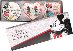 Disney Mickey and Minnie Multicoloured Ceramic Gift 3 piece Boxed Trinket Tray S